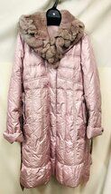 Z 6 F 01 ダウンコート ピンク レッキス襟 LLサイズ ベルト付き 参 61 950