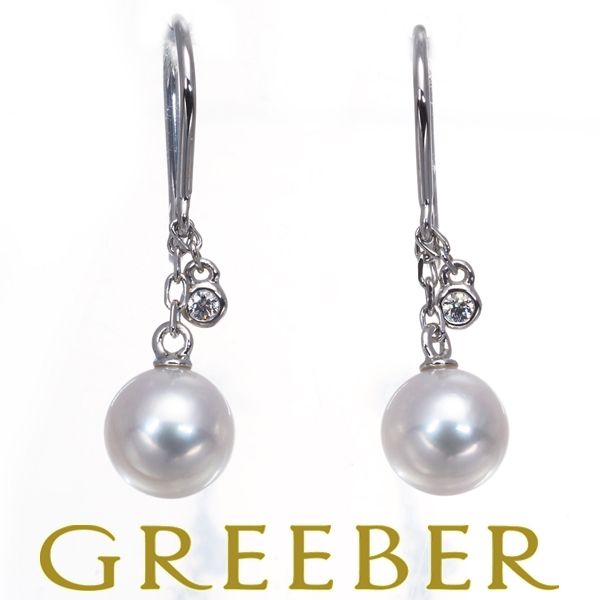 ミキモト ピアス パール 真珠 6.0mm/6.2mm ダイヤ ダイヤモンド 揺れる