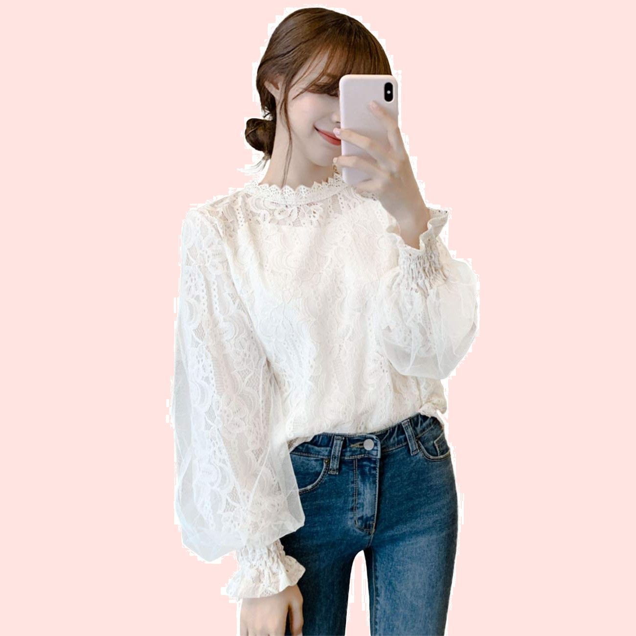 【数量限定】【大人気】お洒落 大人 おしゃれ 可愛い 着痩せ トップス 長袖 チュール フォーマル オフィス レディース 通勤 OL ブラウス 通学 シャツ きれいめ カジュアル レース 通気 （イノ