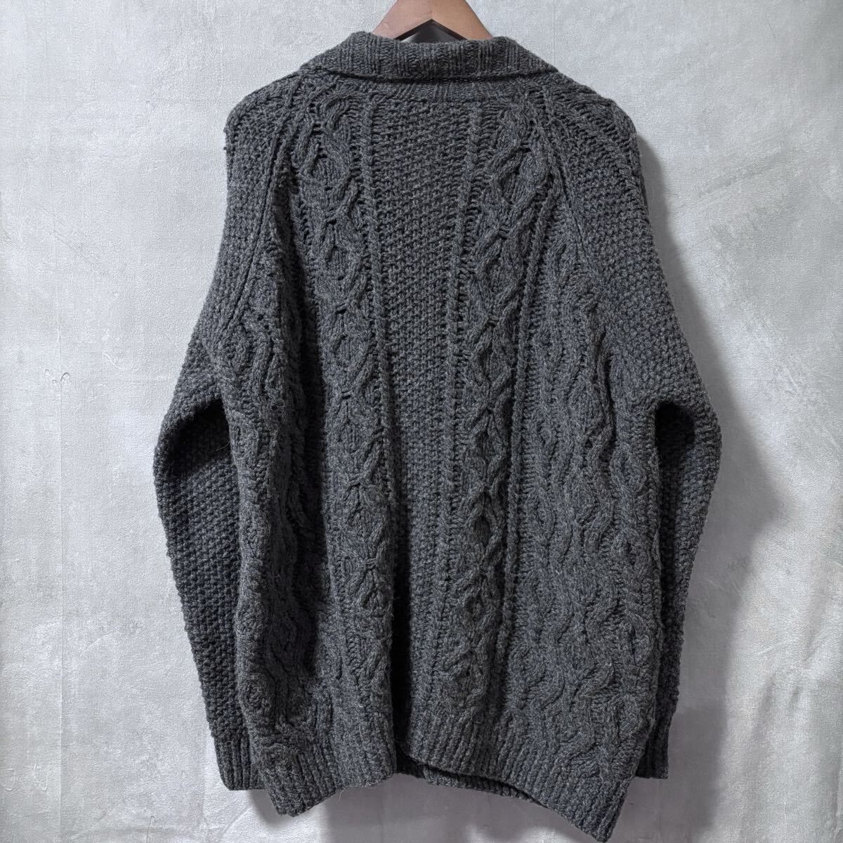 ウールリッチ　アランニット　カーディガン　肉厚　グレー　美品 ウールリッチ アランニット カーディガン 肉厚 グレー 美品 ウール