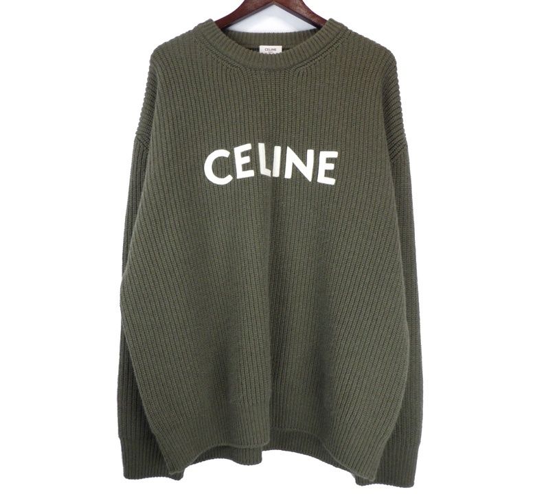 セリーヌ CELINE 21AW Embroidery Over Size Sweater フロント ロゴ 刺繍 オーバー サイズ ニット セーター h6468