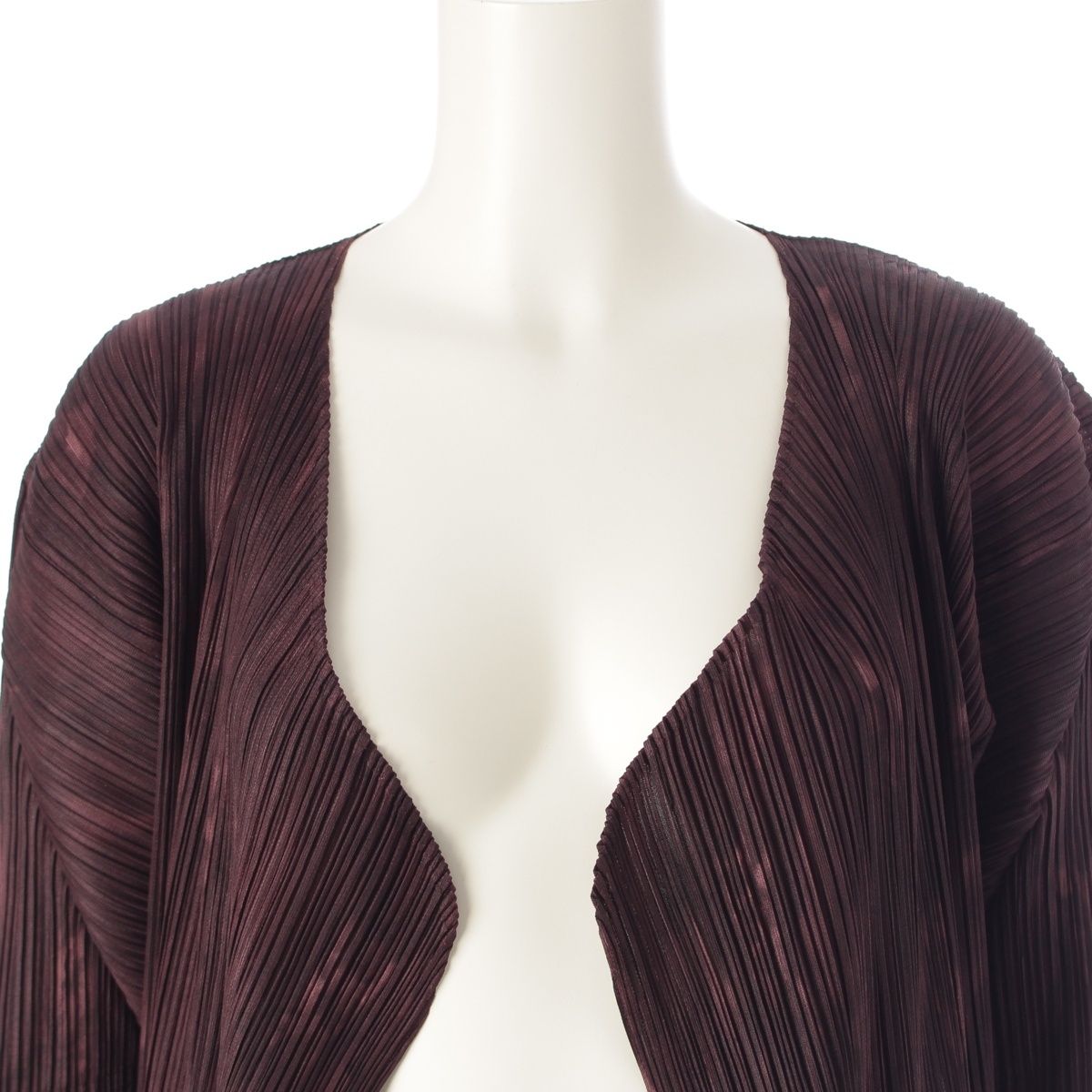 プリーツプリーズ　ロングカーディガン　ジャケット　羽織　ブラウン　３ プリーツプリーズ ロングカーディガン ジャケット 羽織 ブラウン 3