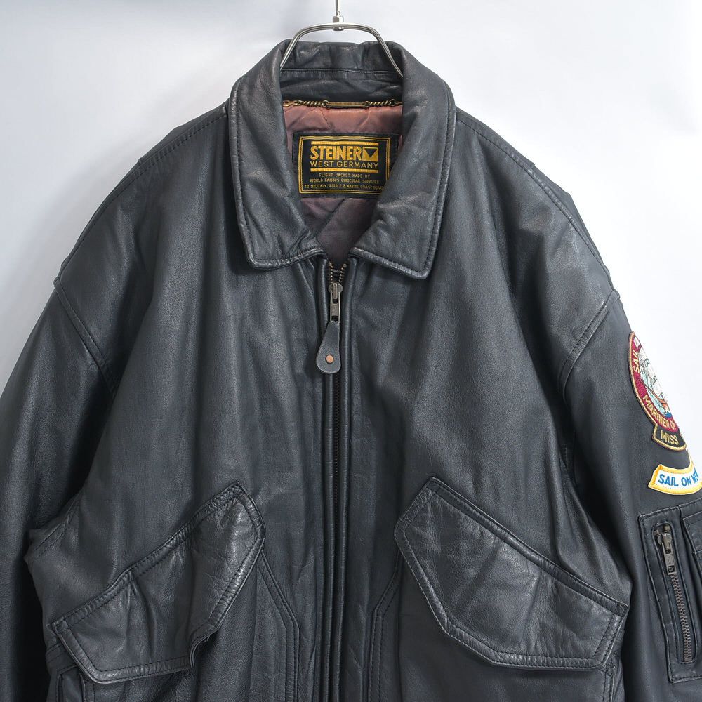 80s〜 Steinerシュタイナー ブラックレザー ボンバージャケット