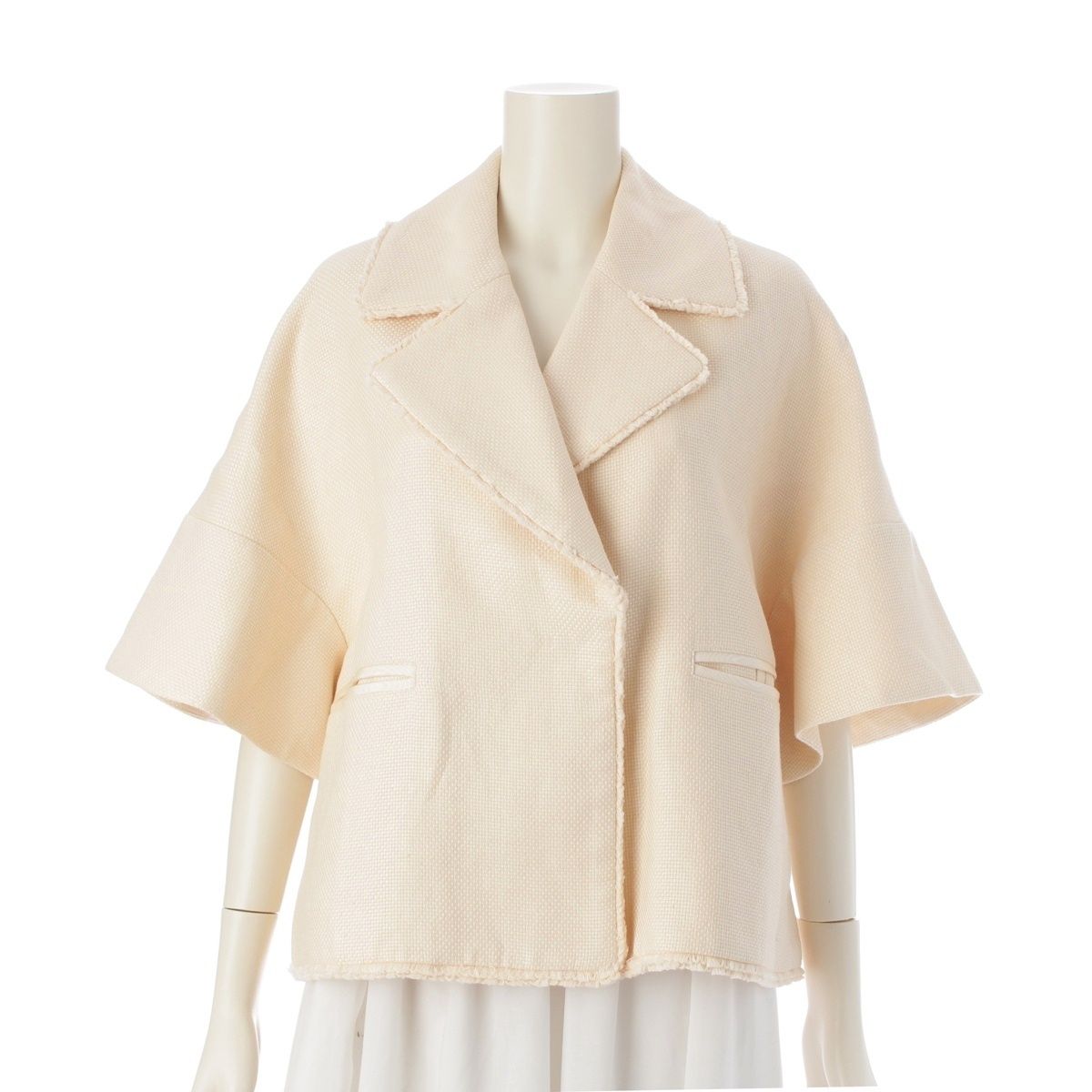 ドゥロワー 23SS リネン シルク コットン フリンジ ハーフスリーブ