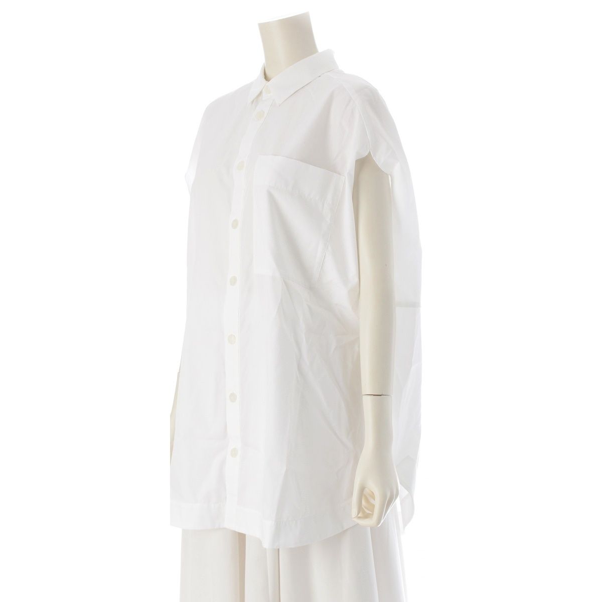 エンフォルド HALF SLEEVE SHIRT ブラウス プリーツ ホワイト 25SS】ENFOLD エンフォルド / LAYERED HALF‐SLEEVES SHIRT / シャツ