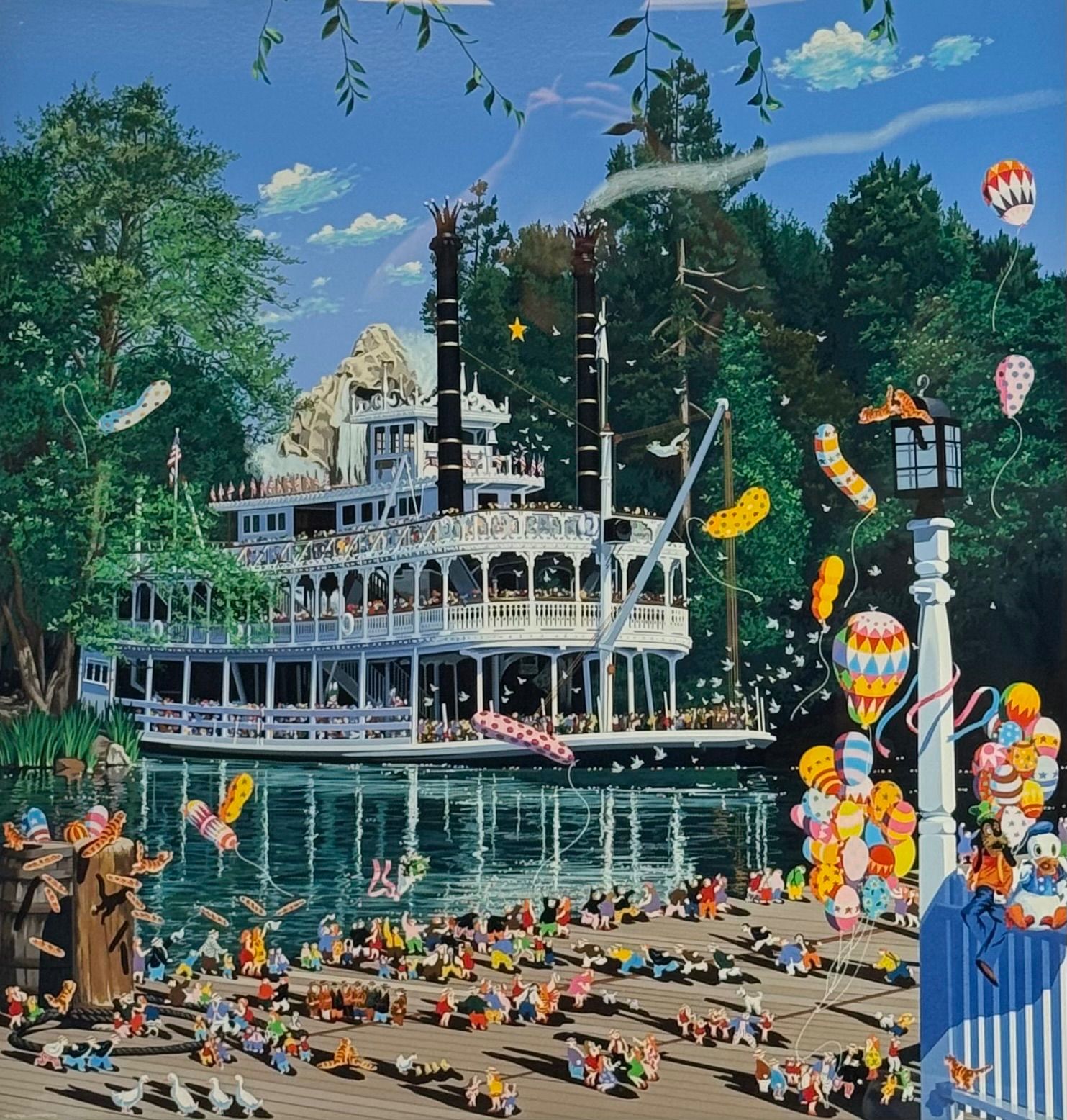 ヒロ ヤマガタ マーク トゥエイン号 シルクスクリーン 20号 大作 53 500 直筆サイン ディズニー 作