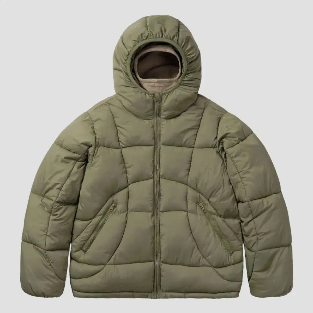 ルアー クラバ パファー フーディー ダウン カーキ M