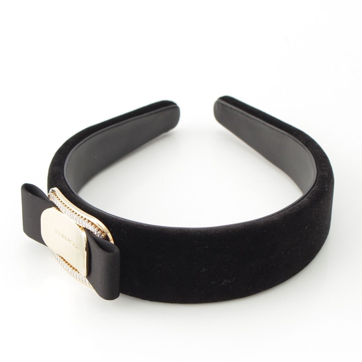 サルバトーレフェラガモ 美品 リボン ラインストーンカチューシャ