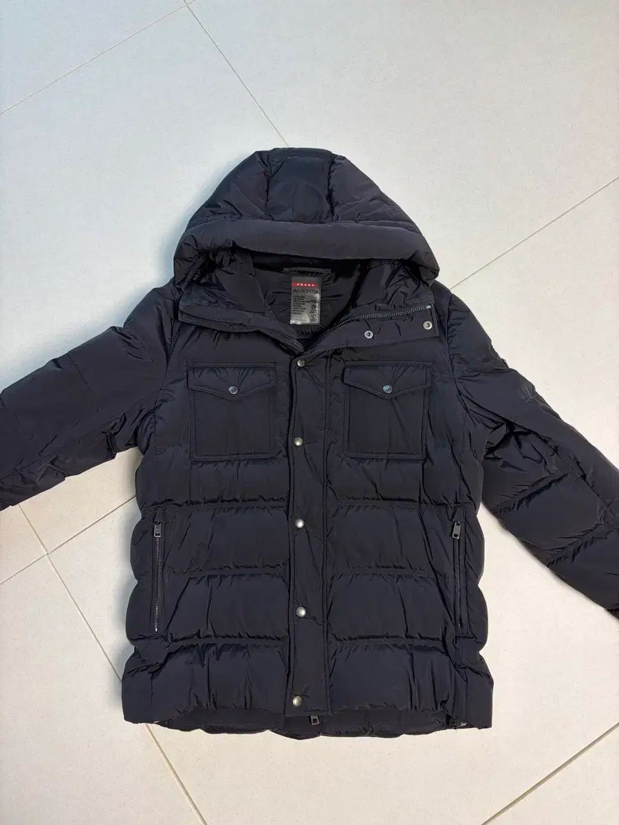 PRADA メンズ グースダウン ダウン ブラックネイビー 50