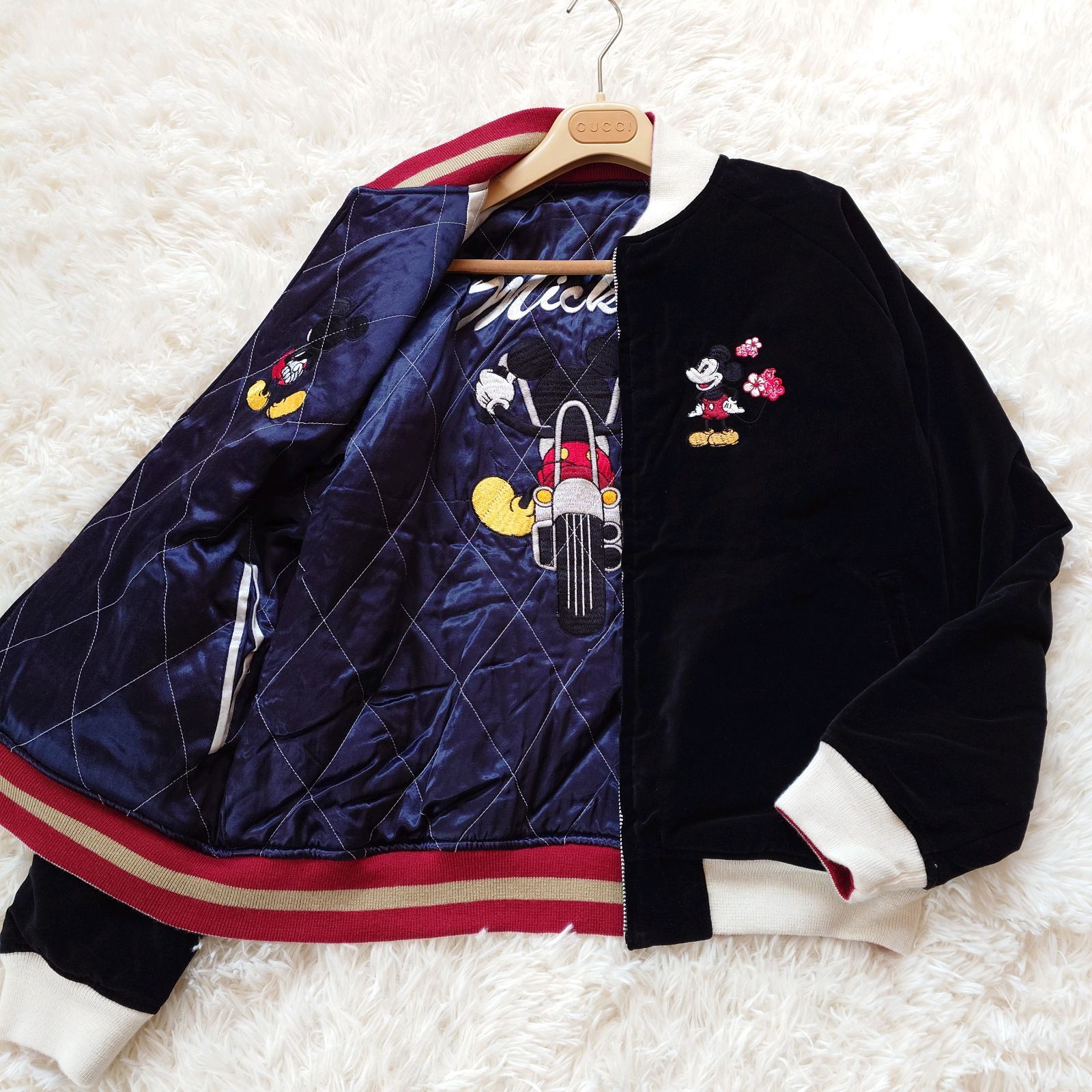 メンズ 希少 ディズニー DISNEY スカジャン リバーシブル ジャンパー 