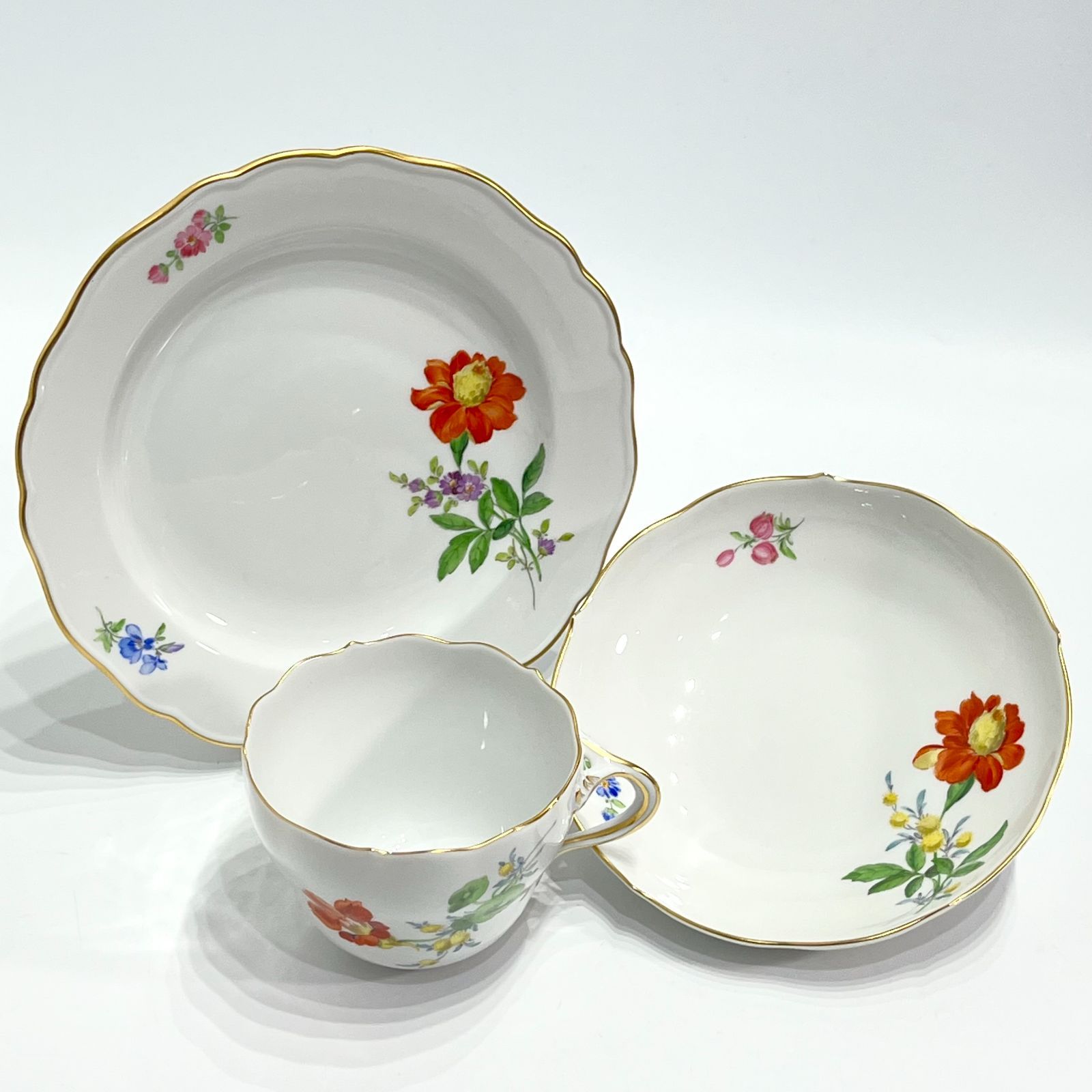 MEISSEN マイセン ベーシックフラワー 二つ花 プレート マイセン プレート□ベーシックフラワー ブーケ 二つ花 サラダプレート