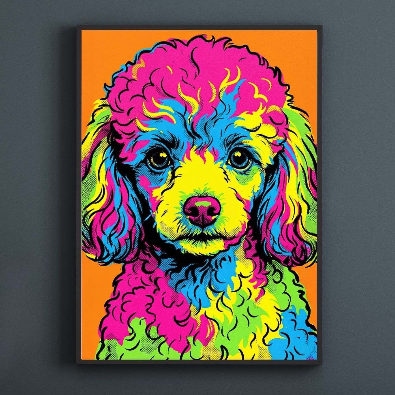 名入れOK POP ART DOG トイプードル犬 No 2 見るたびに笑顔になれる カラフルPOPアートポスター カラフル 犬 ポップアート インテリア 北欧 モダン ギフト