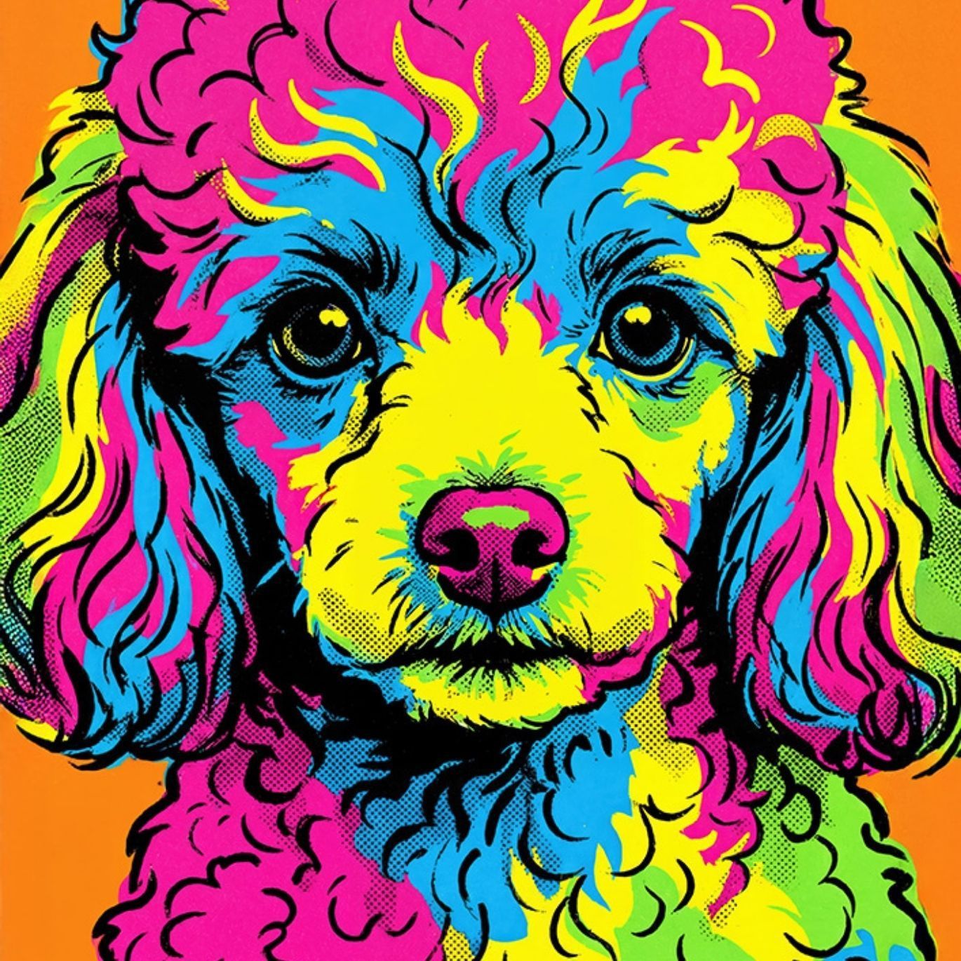 名入れOK POP ART DOG トイプードル犬 No 2 見るたびに笑顔になれる カラフルPOPアートポスター カラフル 犬 ポップアート インテリア 北欧 モダン ギフト