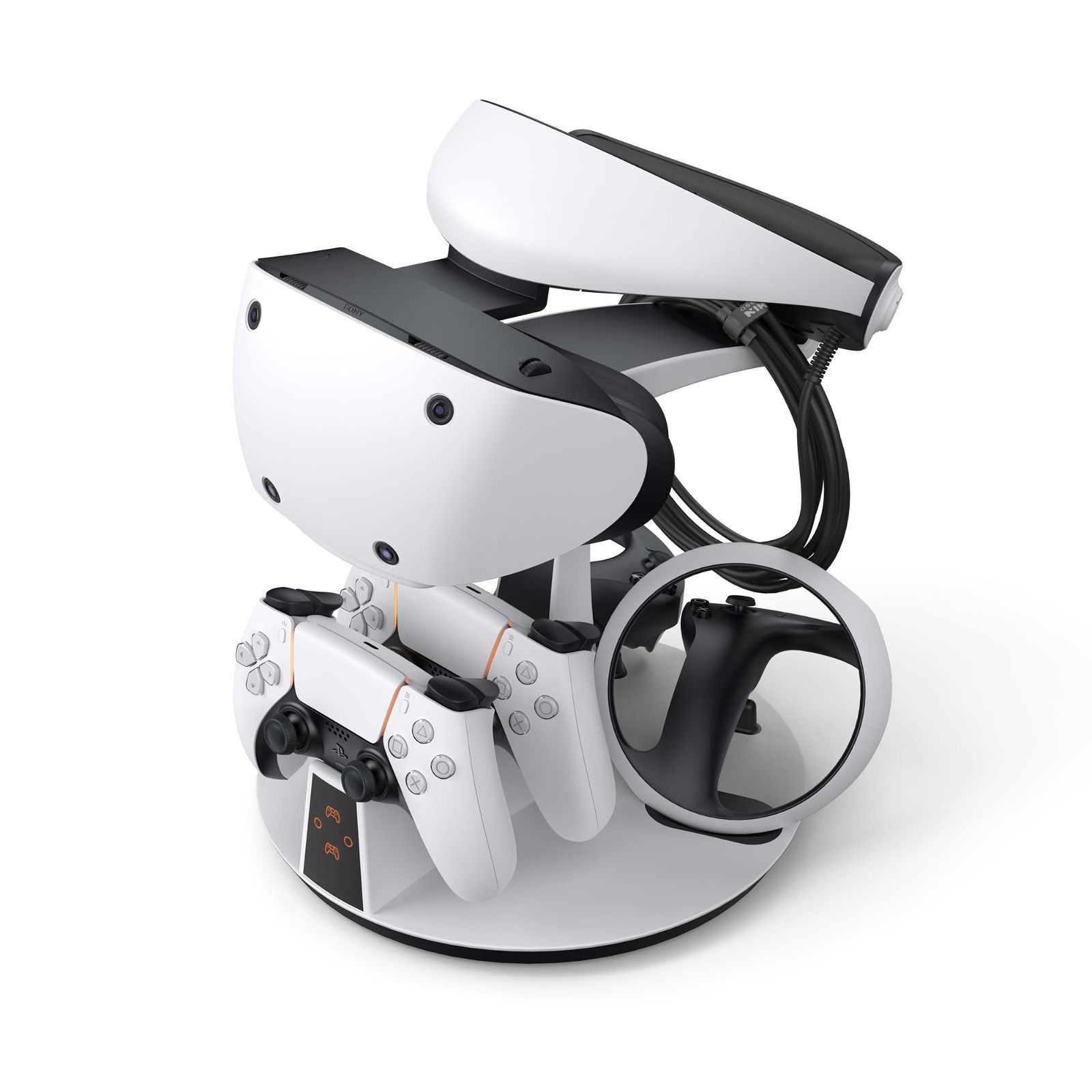 KIWI design D 2 3-in-1 PSVR 2およびPS 5に対応コントローラー充電ステーション VR スタンド VRアクセサリー 充電ドック VRディスプレイスタンド LED充電インジケーター付き