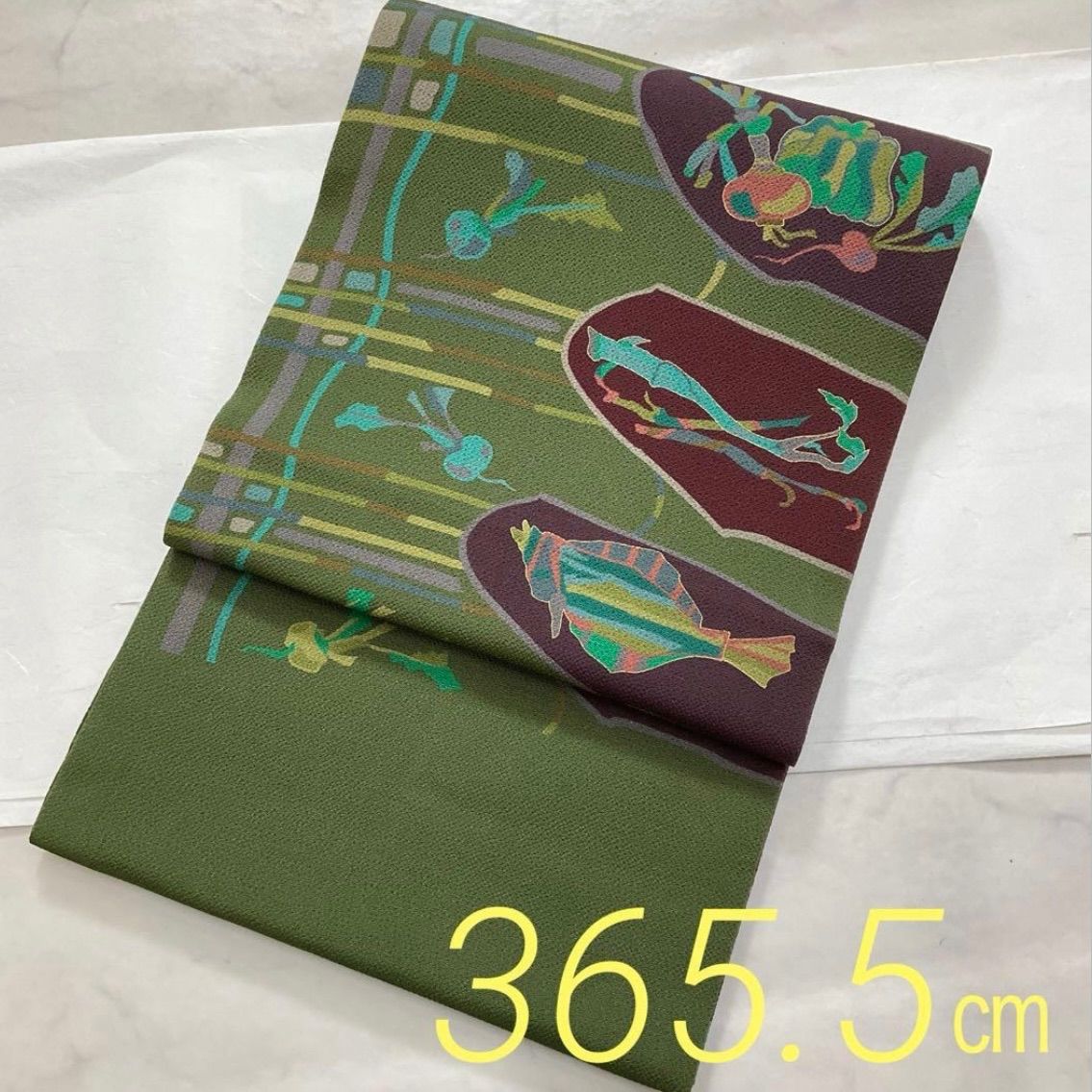 kimono one kimonoarisa 同然 全通柄 京友禅 名古屋帯 長尺 縮緬 365 5 cm