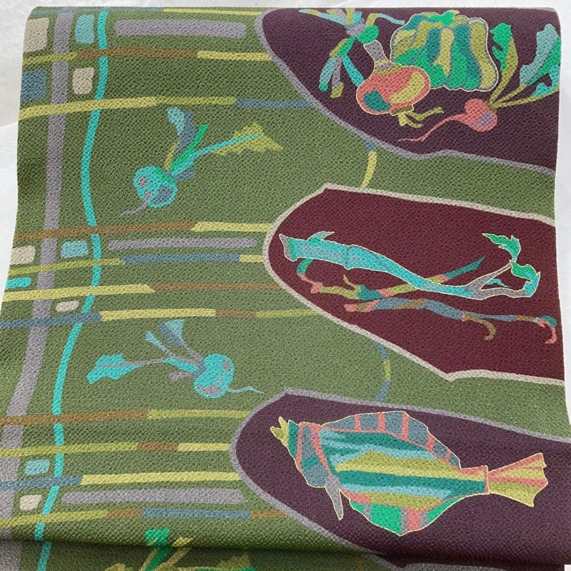 kimono one kimonoarisa 同然 全通柄 京友禅 名古屋帯 長尺 縮緬 365.5 cm