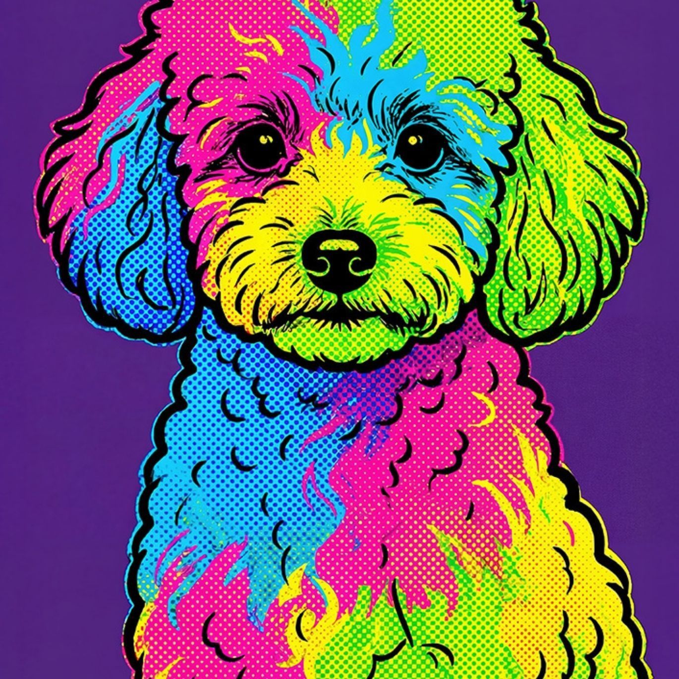 名入れOK POP ART DOG トイプードル犬 No 3 見るたびに笑顔になれる カラフルPOPアートポスター カラフル 犬 ポップアート インテリア 北欧 モダン ギフト