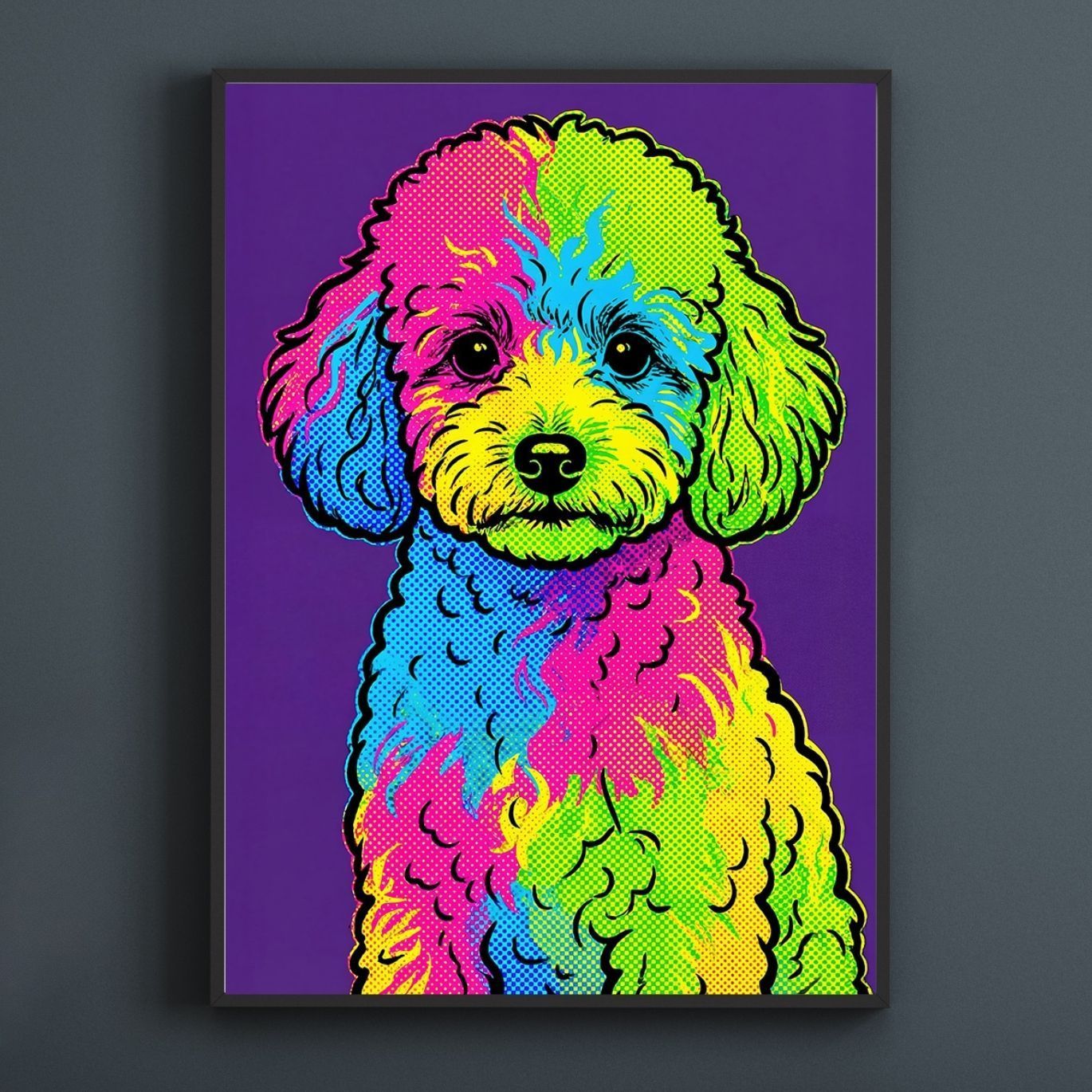 名入れOK POP ART DOG トイプードル犬 No 3 見るたびに笑顔になれる カラフルPOPアートポスター カラフル 犬 ポップアート インテリア 北欧 モダン ギフト