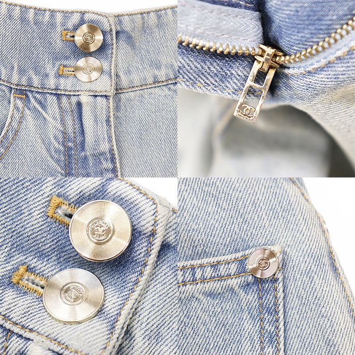 CHANEL デニムワイドパンツ CHANEL シャネル デニムパンツ P70188 5P ハイウエスト バギー ワイド