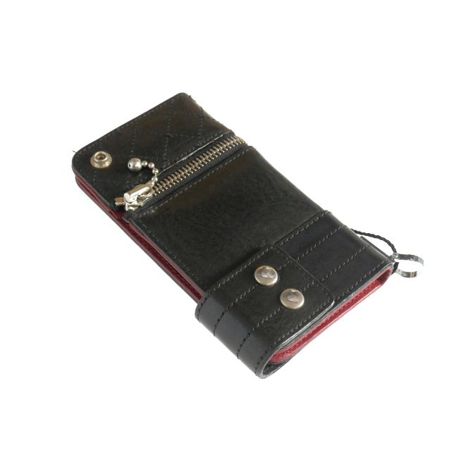 イサムカタヤマバックラッシュ ISAMU × DESIME iPhone CASE イタリーショルダー レザー スマホケース 携帯カバー ブラック レッド 赤 黒 705-02