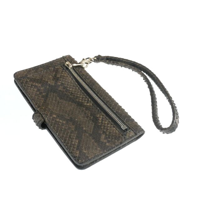 イサムカタヤマバックラッシュ ISAMU パイソン墨染め レザー スマホケース 携帯カバー グレー 849 02