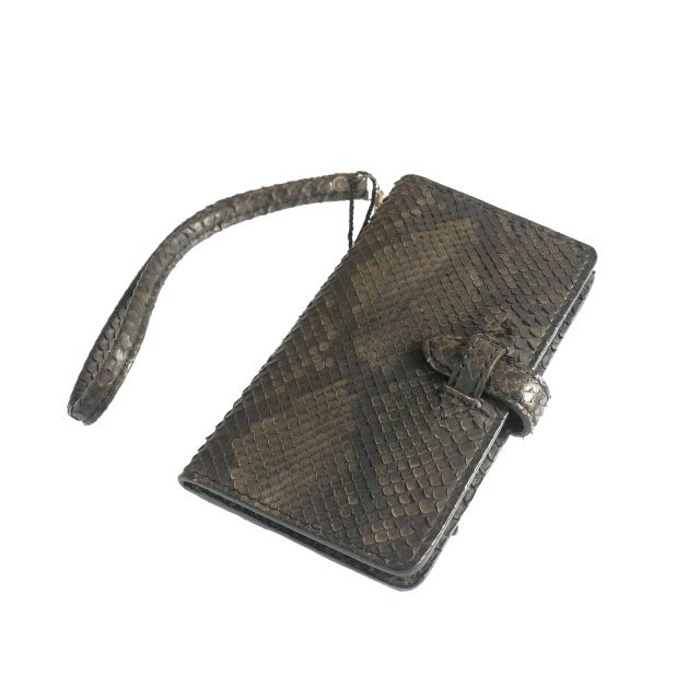 イサムカタヤマバックラッシュ ISAMU パイソン墨染め レザー スマホケース 携帯カバー グレー 849-02