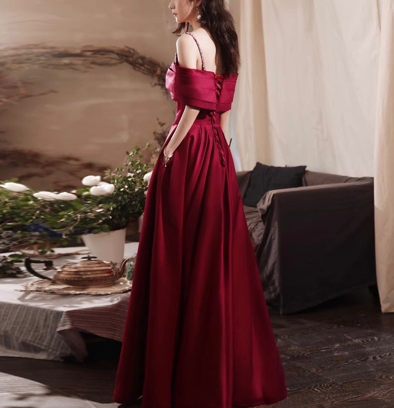  ドレス 赤 パーティー リボン ビジュー 結婚式 二次会 演奏会 発表会 ロング イブニングドレス パーティードレス ドレス ブライダル