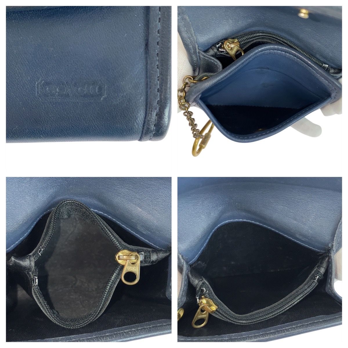 美品 COACH コーチ オールドコーチ キーリング付き ネイビー ブルー