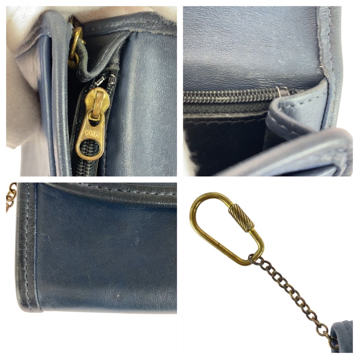 美品 COACH コーチ オールドコーチ キーリング付き ネイビー ブルー