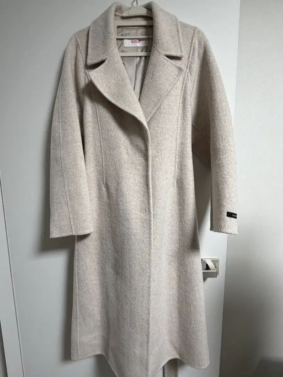 SOUP ハンドメイド ベルト付き ウール 割引 ロングコート オートミール