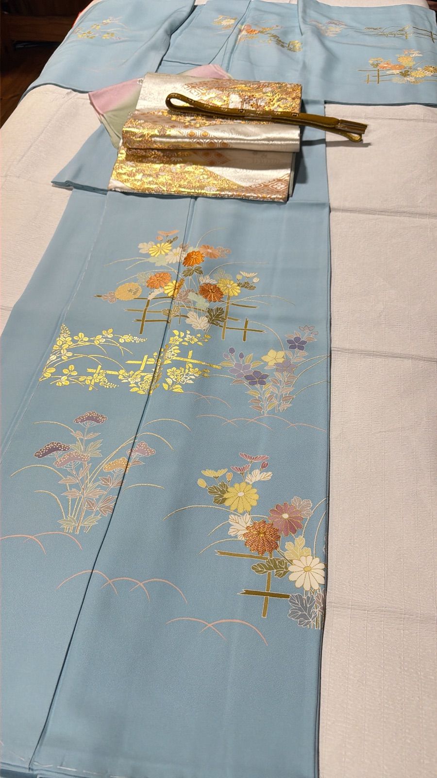 千總 訪問着 水色 フルセット 刺繍 - メルカリ