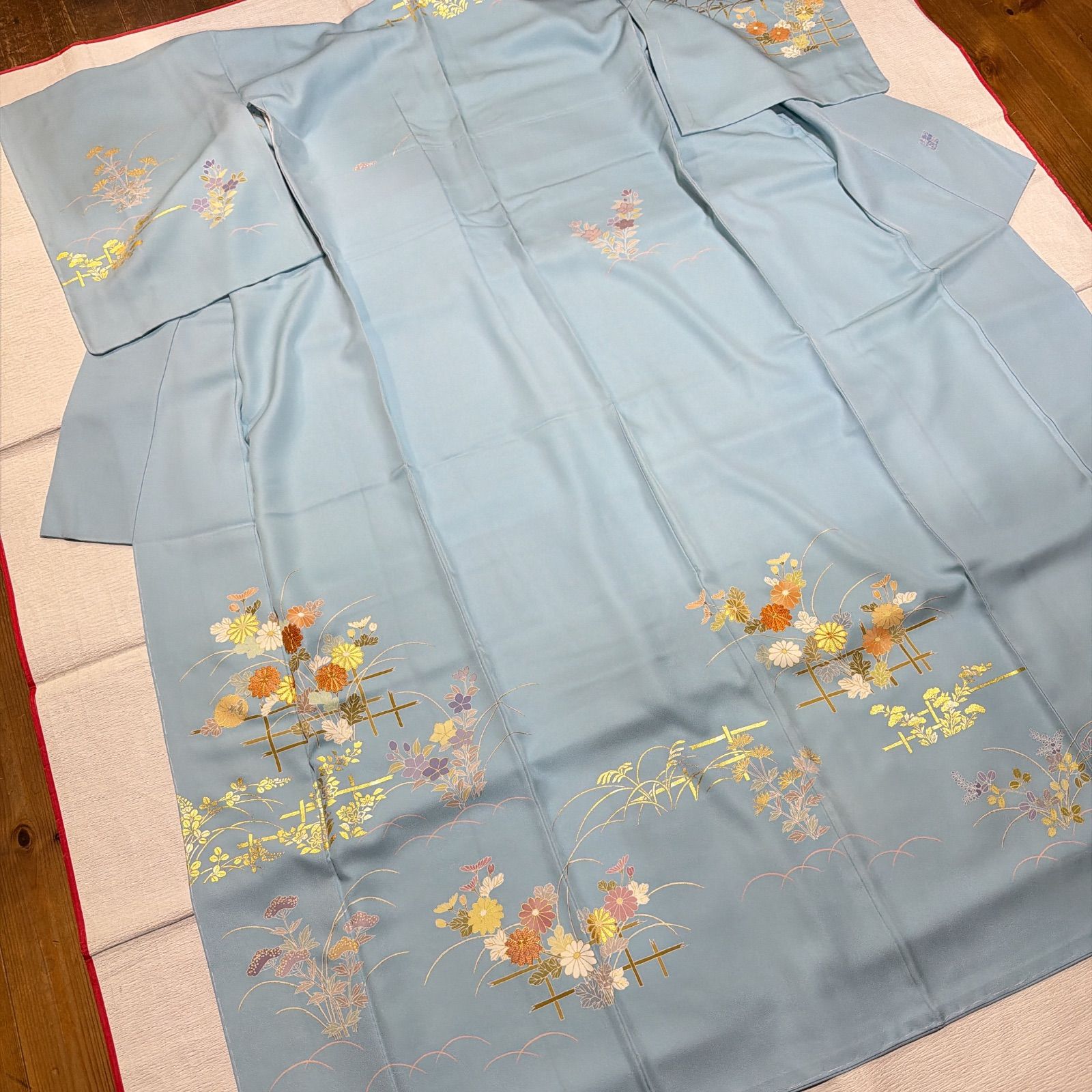 千總 訪問着 水色 フルセット 刺繍 - メルカリ