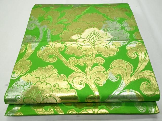 平和屋着物◎西陣 服部織物謹製 六通柄袋帯 更紗花唐草文 金銀糸 正絹