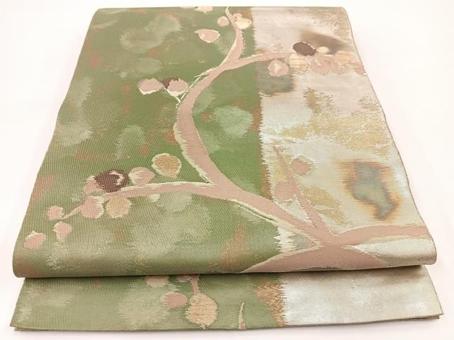 平和屋着物◎西陣 服部織物謹製 六通柄袋帯 こはく錦 草木そめ 草木文