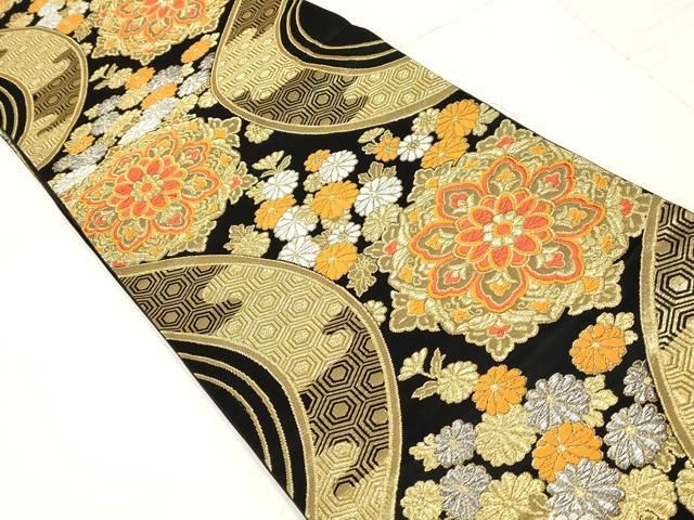 平和屋着物◎六通柄袋帯 正倉院花文 金糸 正絹 逸品