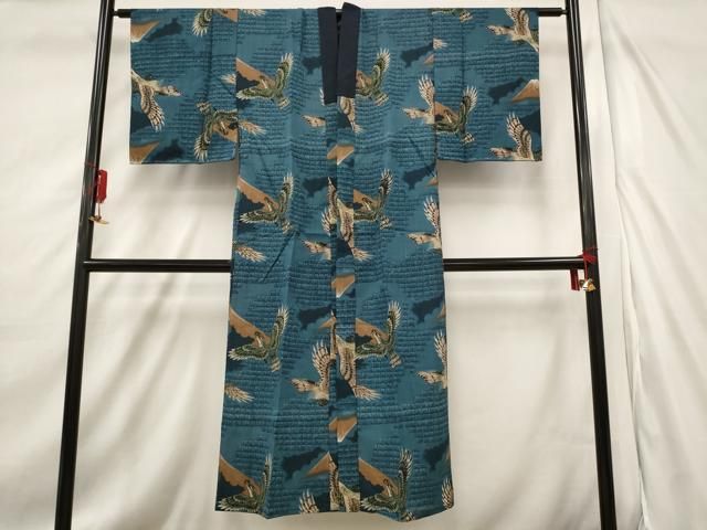 平和屋着物□男性 長襦袢 無双仕立て 鷹 タカ 金彩 正絹 逸品 DAAY2239op