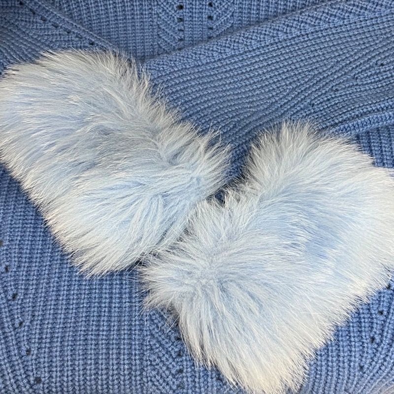 フェンディ FENDI フォックスファー付ニットセーター FZY766 ブルー