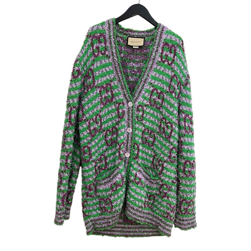 グッチ GUCCI GG総柄ニットカーディガン 392416 グリーン コットン レディース カーディガン