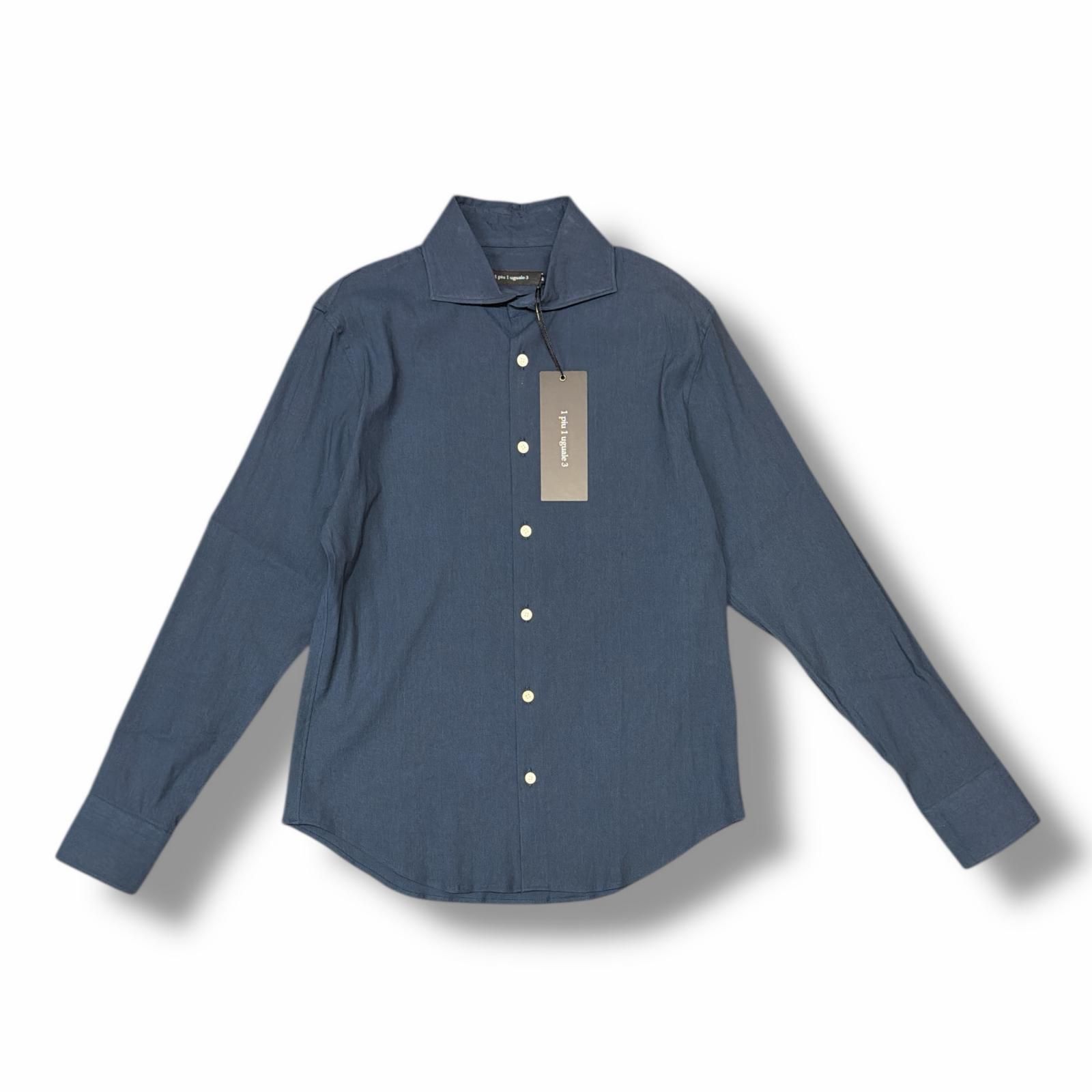 参考上代66000円 ♥ 1 piu uguale 3 PLAIN SHIRTS プレーンシャツ ドレスシャツ ウノピュウノウグァーレトレ MRS 168 ネイビー Ⅳ 4166 M