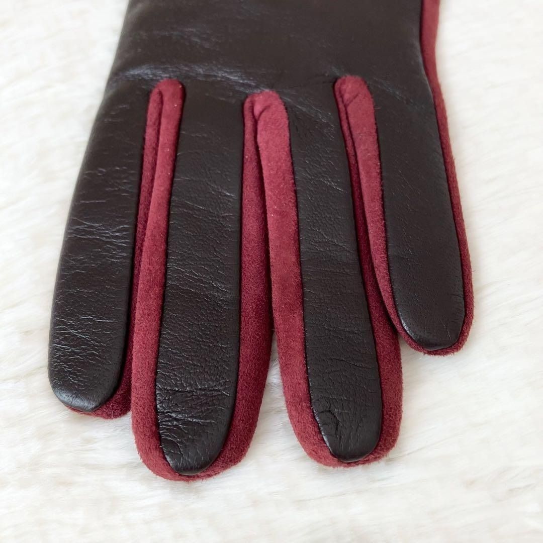 【新品未使用】ヴィヴィアンウエストウッド　手袋　レザー　ワインレッド　ウール タグ付き・未使用品】 ヴィヴィアン ウエストウッド 手袋 グローブ