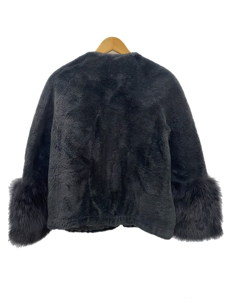 ダイアグラム Diagram ノー ジップアップ レザー フォックスファースリーブ ファー ジャケット 3830 4056-0 グレー 601 LT-27