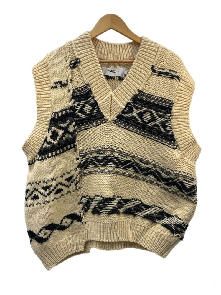 JOHN MASON SMITH オーバーサイズVネックニット ノースリーブ ウール ベスト イエロー レディース ジョンメイソンスミス【中古】5-1009T∞ JOHN MASON SMITH オーバーサイズVネックニット ノースリーブ ウール