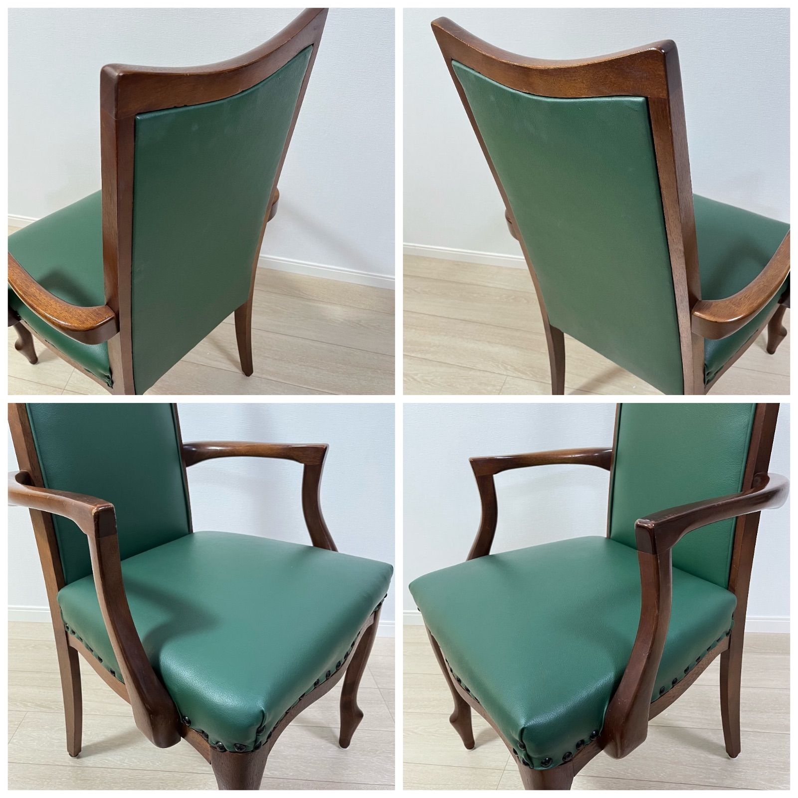 鋲打ちハイバックチェア 肘掛椅子