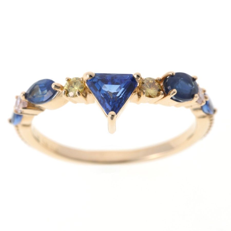 K 10 YG リング サファイア 0.48 ct 0.56 ダイヤモンド 0.14 11 商品番号 B-159233