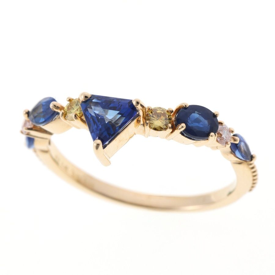 K 10 YG リング サファイア 0.48 ct 0.56 ダイヤモンド 0.14 11 商品番号 B-159233