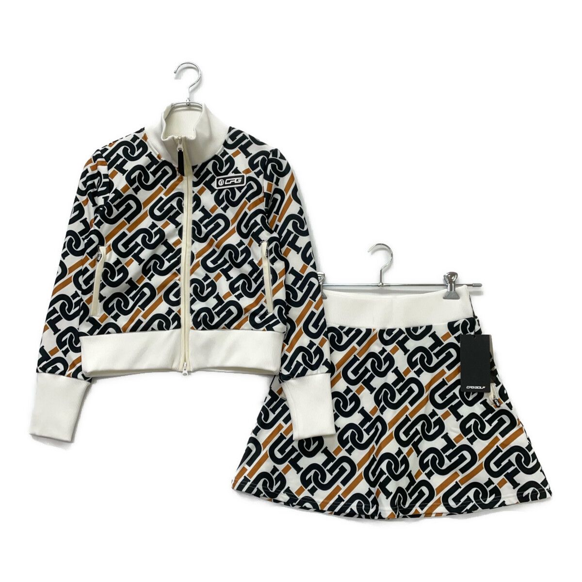 レディース シーピージーゴルフ CPG GOLF セットアップ 1 S 白 ホワイト チェーンロゴ 長袖ブルゾン×スカート