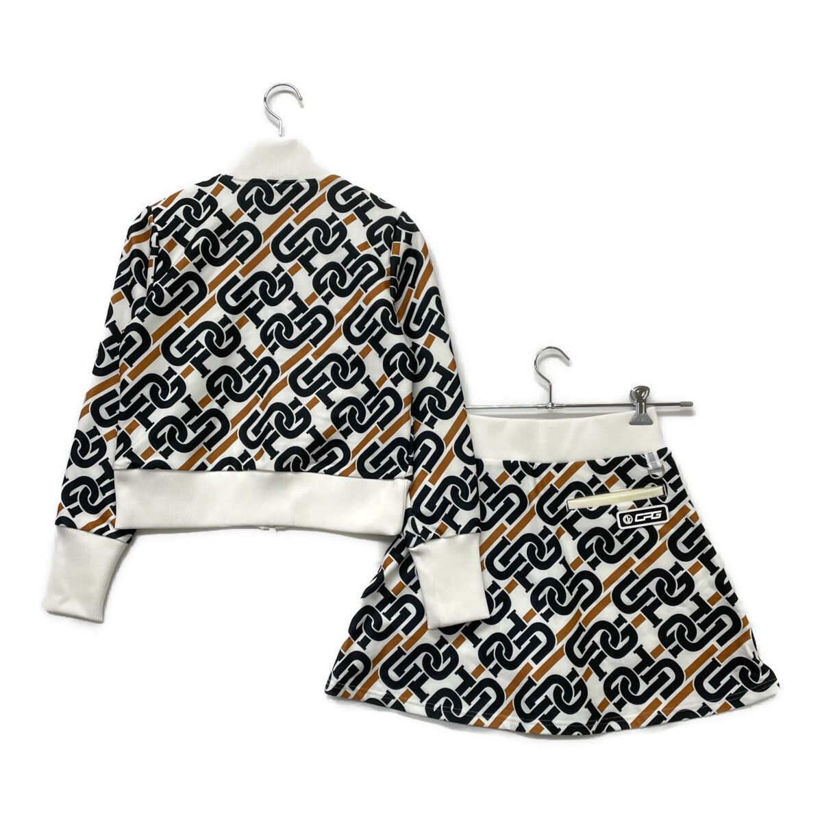 レディース シーピージーゴルフ CPG GOLF セットアップ 1 S 白 ホワイト チェーンロゴ 長袖ブルゾン×スカート