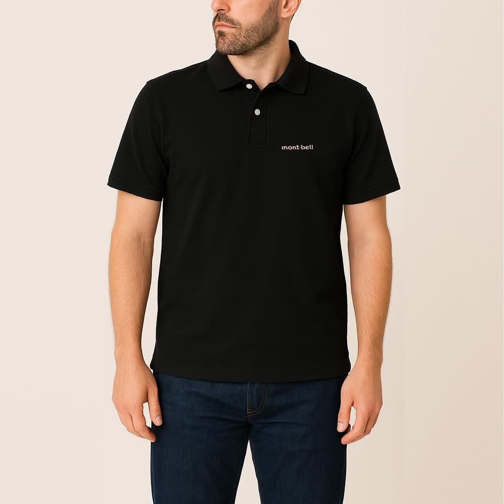 モンベル コアスパン ポロシャツ メンズ 半袖 薄手 トラベルシャツ アクティビティ ベーシックデザイン 2104803 ネイビー NV |L L