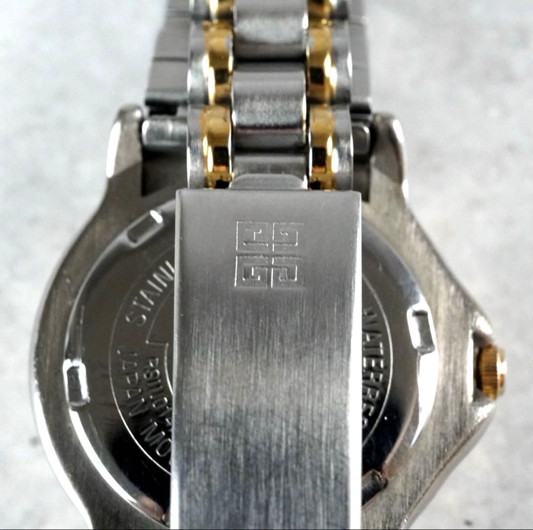  電池交換済 ジバンシー 腕時計 wacth ダイバー メルセデス針 コンビカラー ホワイト文字盤 ヴィンテージ 90 s 稼働品 腕時計(クォーツ) 腕時計(アナログ)