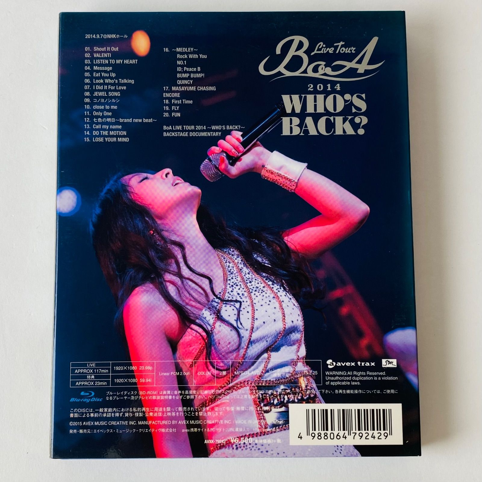 BoA LIVE TOUR 2014～WHO'S BACK？～ AVXK-79242 [MSC-N4]【Blu-ray